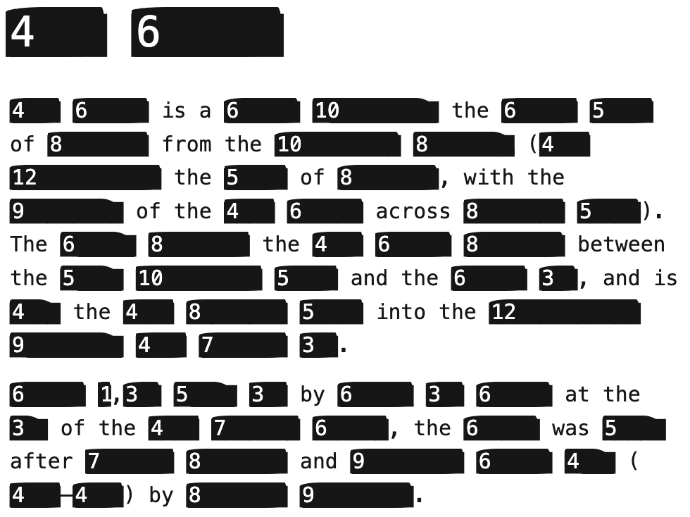 A Redactle article with hidden words represented by blocks